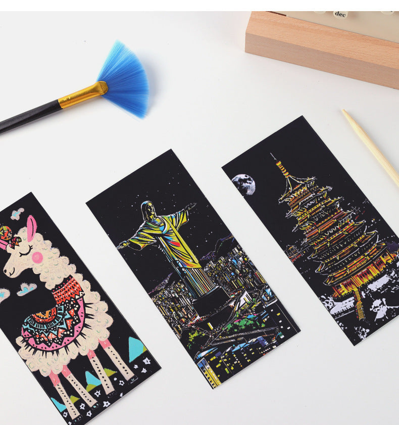 Stress Relief Scratch Art Pad - 12 Page Reusable Family Craft Kit | Screen-Free DIY Activity for Kids & Adults