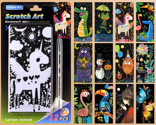 Stress Relief Scratch Art Pad - 12 Page Reusable Family Craft Kit | Screen-Free DIY Activity for Kids & Adults